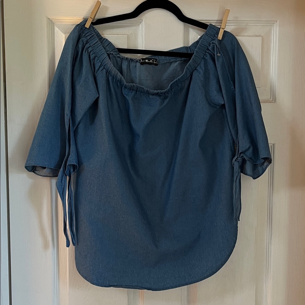 Maurices Denim Blue Off-Shoulder Blouse size 8-10